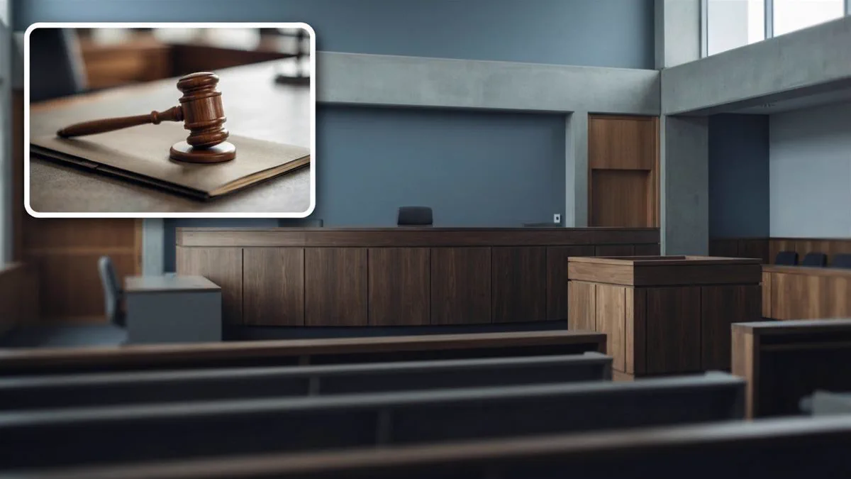 A courtroom bench and an empty witness box, representing civil penalty proceedings